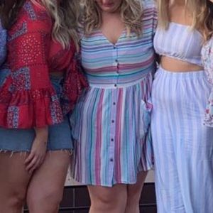 Stripped short sleeve dress. Light weight. Buttons in the front.